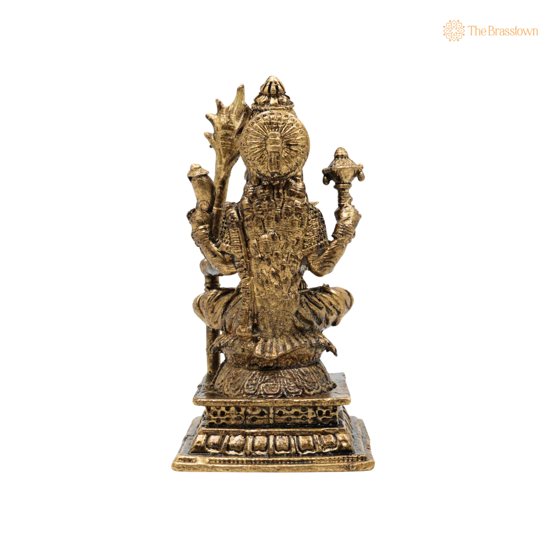 Brass Handcrafted Sitting Kamakshi Idol – Raja Rajeshwari Murti (Vigraham/Pratima) for Puja, Home Mandir, Décor &amp; Gifting 4 Inch