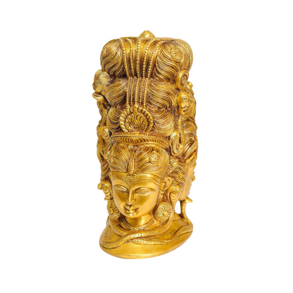 Handcrafted Brass 3 Face Shiva 8 Inch closeup – intricate craftsmanship