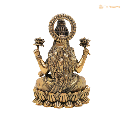 Handcrafted Brass Sitting Mahalakshmi Idol 5 Inch – home mandir puja decor India