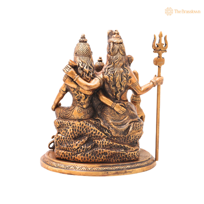 Unique chola Style Brass Shiv Parivar Idol with Nandi – Fine Golden Work Divine Family Statue for Puja &amp; Home Mandir 10 Inch