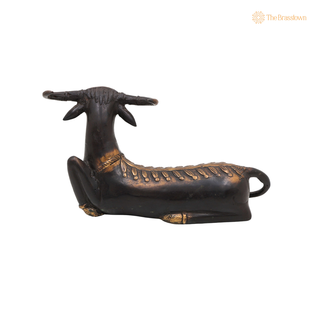 Handcrafted Brass Nandi Statue – Sacred Nandi Bull Statue for Puja &amp; Home Mandir Décor 5.5 Inch