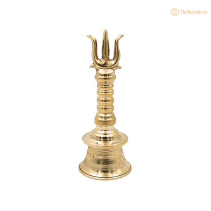 Brass Trishul Bell for Pooja – Shiva Mahadev Trishul Ghanti, Peetal Temple Aarti Bell for Home Mandir &amp; Spiritual Décor 7.5 Inch