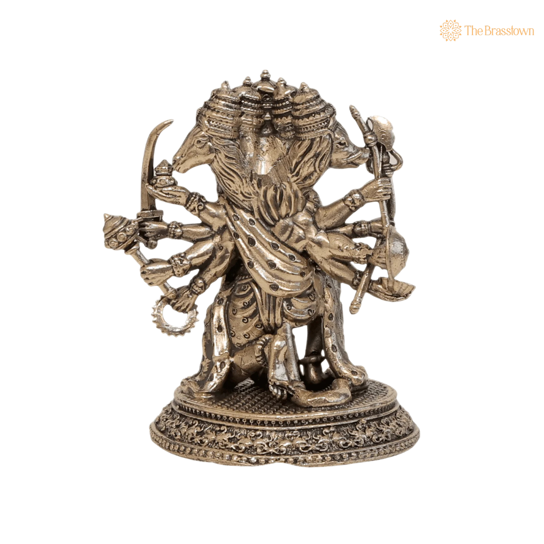 Brass Panchmukhi Hanuman Idol 3 Inch – home mandir puja decor India