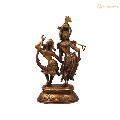 Brass Radha Krishna Idol Murti – Fine Finish Divine Chola Style Krishna Statue for Puja &amp; Home Décor 17 Inch