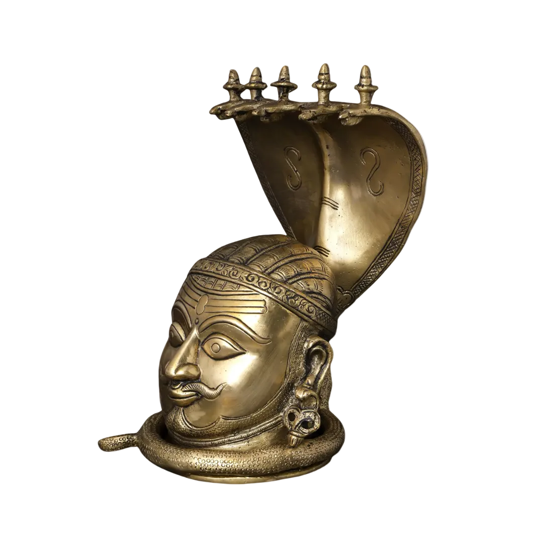 Handcrafted Brass Shiva Mukhlingam 9.5 Inch – home mandir puja decor India