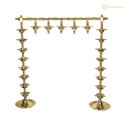 Brass Traditional Deepa Stambh Lamp Stand – Kuthu Vilakku Nilavilakku Samai, South Indian Temple Pooja Oil Lamp Stand for Home Mandir &amp; Décor 30.5 Inch