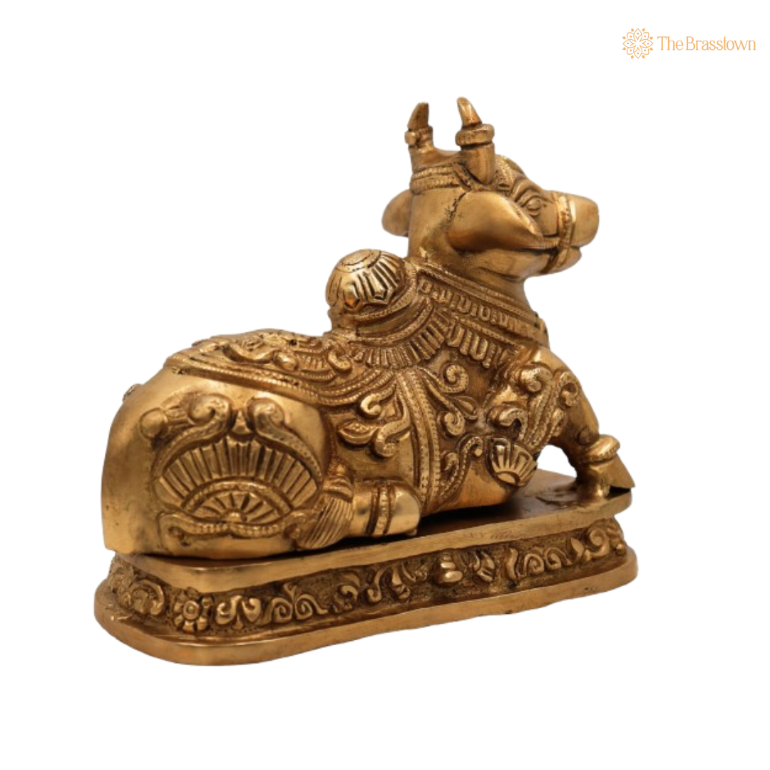 Handcrafted Brass Nandi Statue  6.5 Inch