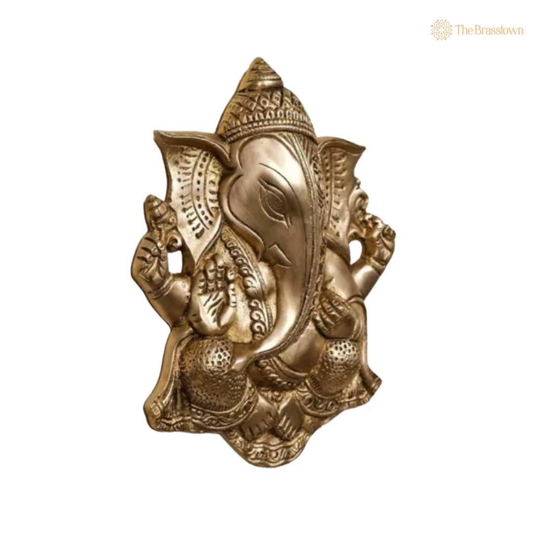 Blessing Ganesha Wall Hanging 9 Inch closeup – intricate craftsmanship