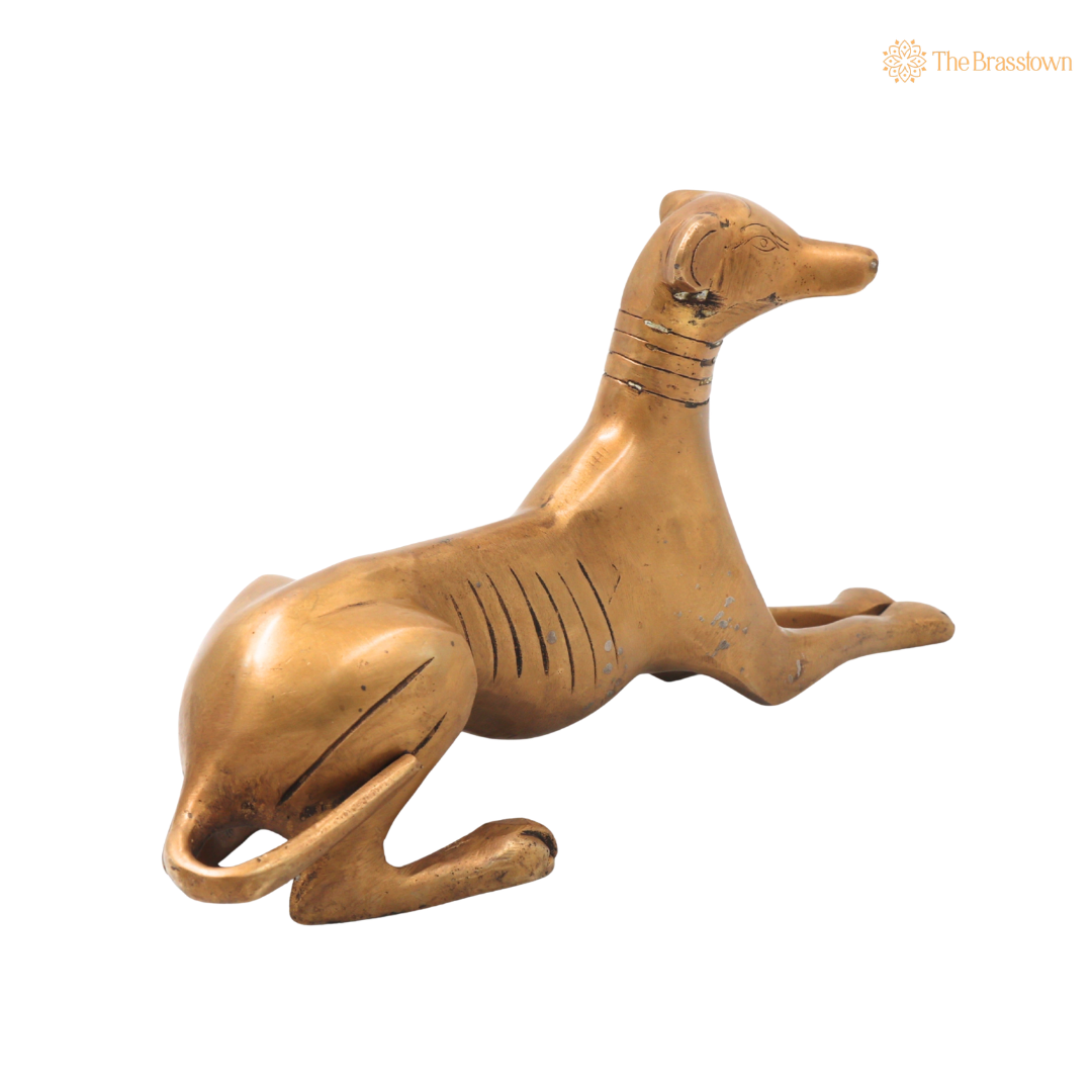 Handcrafted Brass Dog Statue – Brass Dog Idol for Home Décor, Pooja, Collectibles &amp; Gifting 4.5 Inch