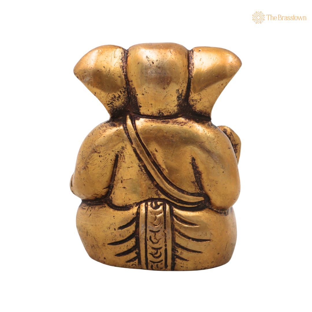 Handcrafted Traditional Brass Ganesha Ganapati Vinayaka Idol –Handcrafted Traditional Chola Style Ganapati Vinayaka Murti for Pooja, Home Mandir, Décor &amp; Gifting 3 Inch
