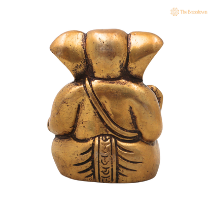 Handcrafted Traditional Brass Ganesha Ganapati Vinayaka Idol –Handcrafted Traditional Chola Style Ganapati Vinayaka Murti for Pooja, Home Mandir, Décor &amp; Gifting 3 Inch