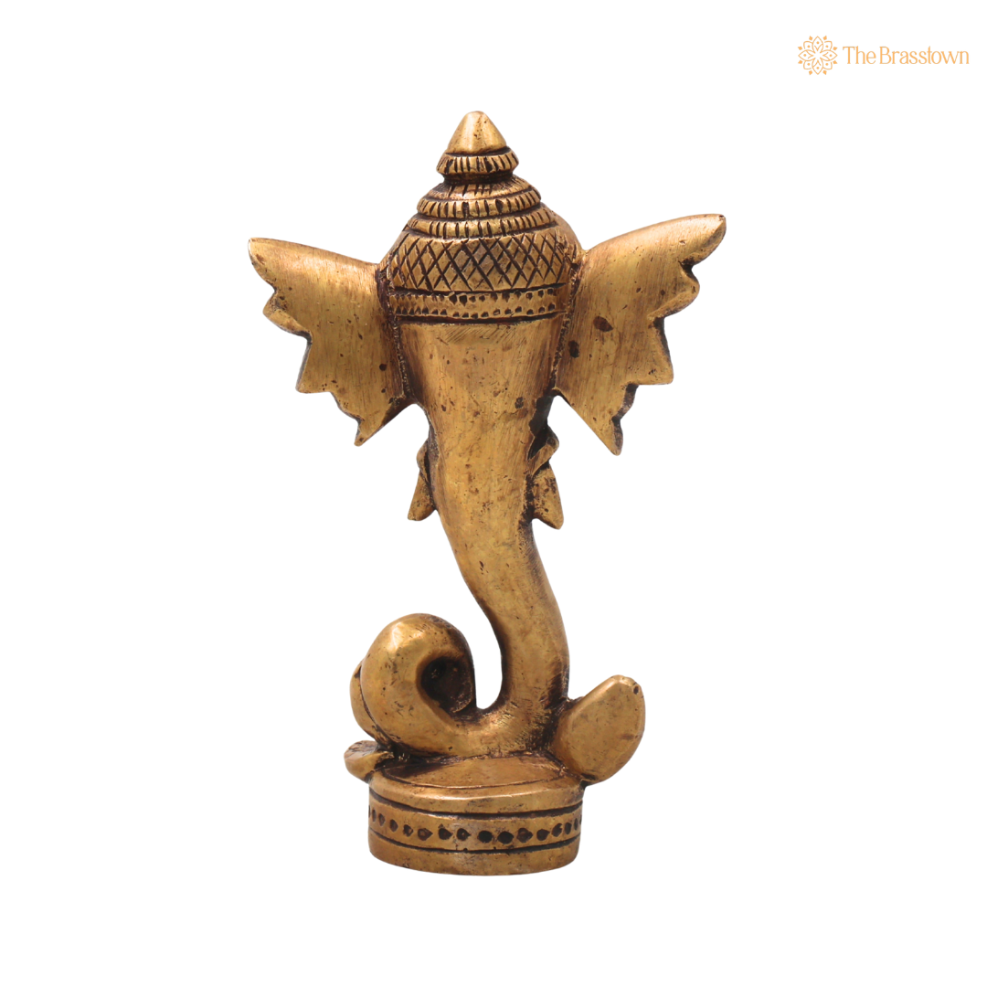 Brass Ganapati Mukh Vinayaka Idol – Handcrafted Traditional Chola Style Ganesha Murti for Pooja, Home Mandir, Décor &amp; Spiritual Gifting 4.5 Inch