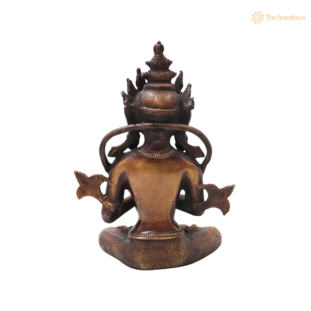 Brass Vajradhara Gautama Buddha Idol – Handcrafted Buddha Ajita Bodhisattva Murti for Pooja, Home Décor &amp; Spiritual Gifting 11 Inch