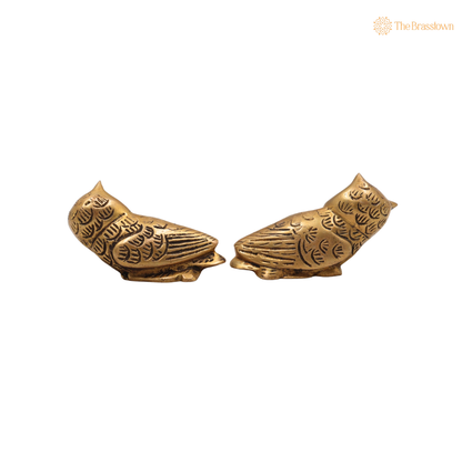 Handcrafted Brass Owl Idol for vastu (set of 2) – Decorative Owl Statue for Home Décor &amp; Spiritual Spaces 3 Inch
