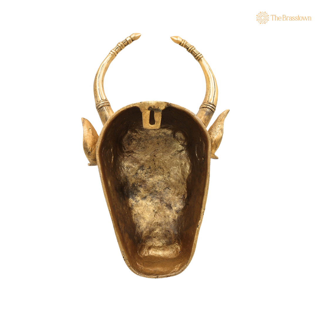 Brass Nandi Bull Face Wall 13 Inch – home mandir puja decor India