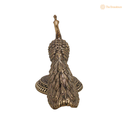 Divine Brass Peacock Idol 3.5 Inch – home mandir puja decor India