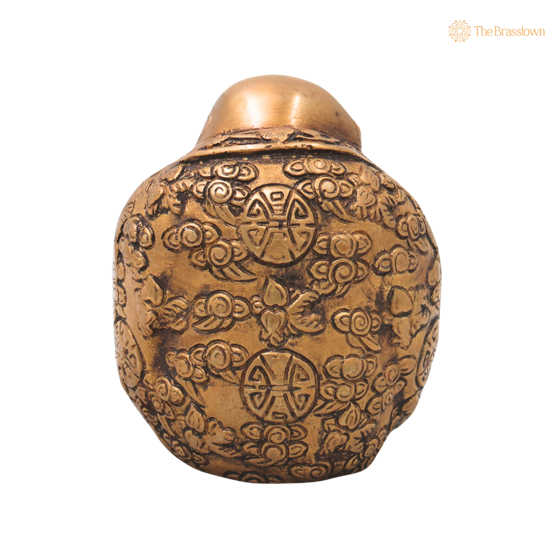 Brass Laughing Buddha Idol – Handcrafted Hotei Budai Statue for Vastu, Home Décor, Office &amp; Prosperity Gifting 5 Inch