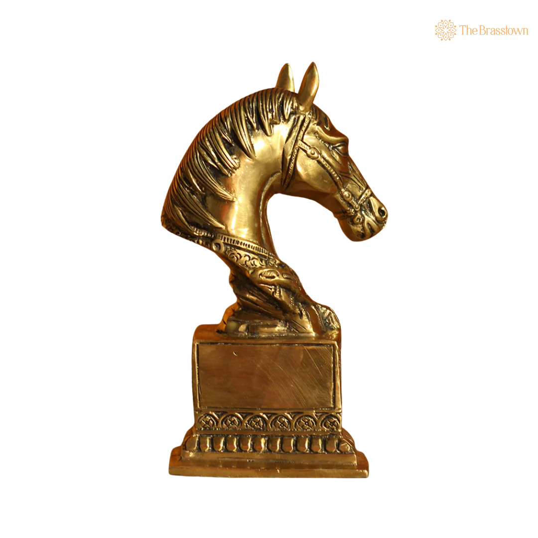 Handcrafted Brass Horse Bust 9 Inch closeup – intricate craftsmanship