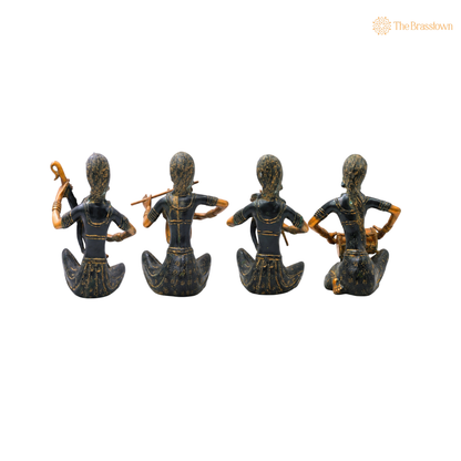 Handcrafted Brass Lady Musician Set of 4 – Traditional Brass Musical Figurines Orchestra Sculpture for Home Décor &amp; Luxury Gifting 12 Inch
