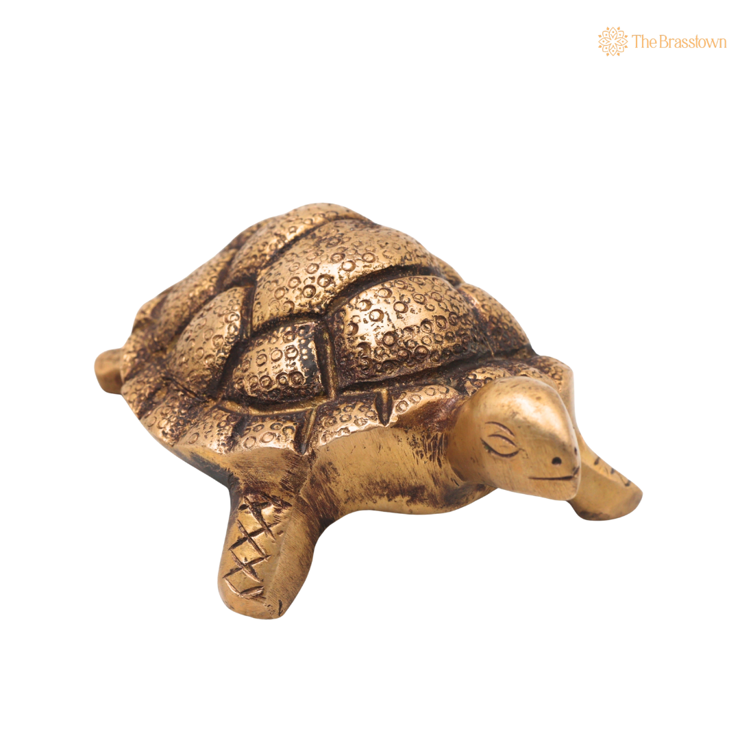 Brass Tortoise Sculpture (Kurma) – Vastu &amp; Feng Shui Symbol for Stability, Wealth &amp; Protection 1.5 Inch