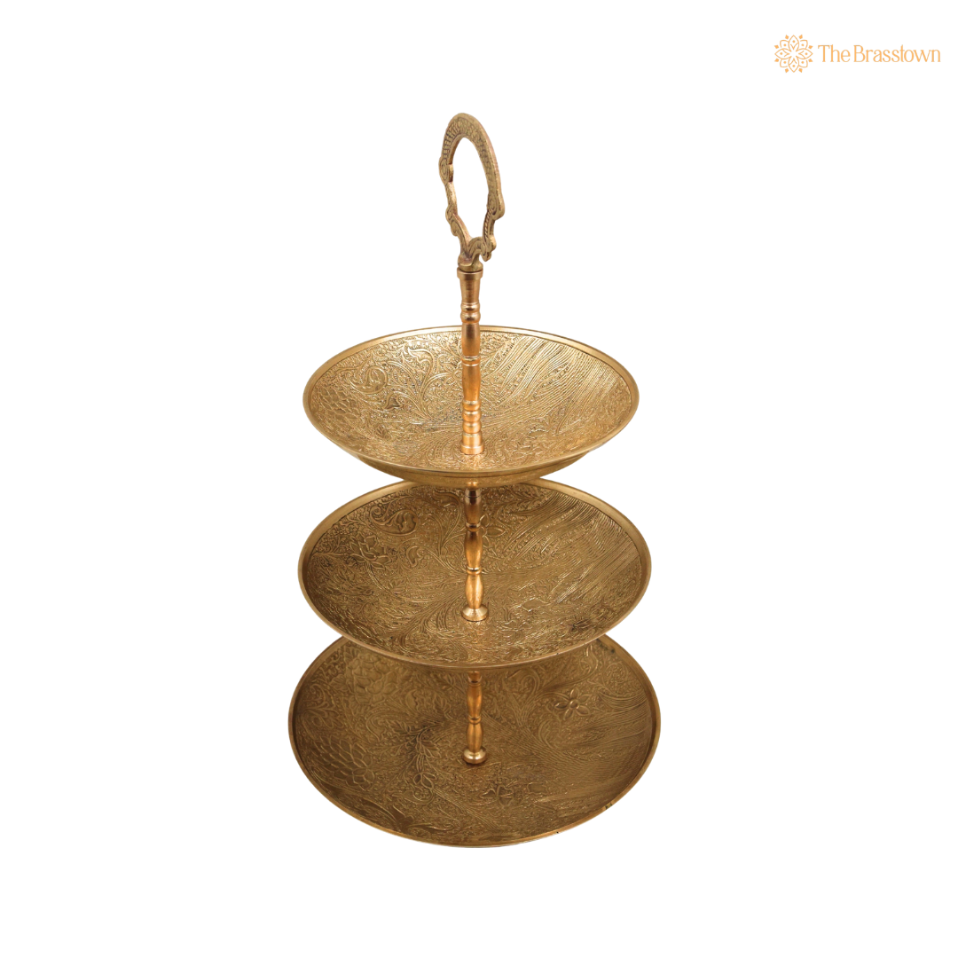 Brass Fruit Bowl Stand – Traditional Peetal Decorative Fruit Bowl for Dining Table, Home Décor &amp; Centerpiece 15.5 Inch
