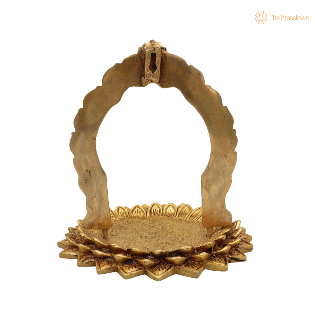 Brass Lotus Singhasan Chowki with 8 Inch – home mandir puja decor India