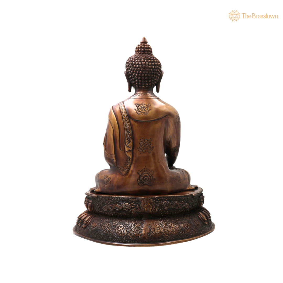 Handcrafted Brass Gautama Buddha Idol – Handcrafted Buddha Traditional Chola Meditation Statue for Pooja, Home Décor &amp; Spiritual Gifting 18.5 Inch