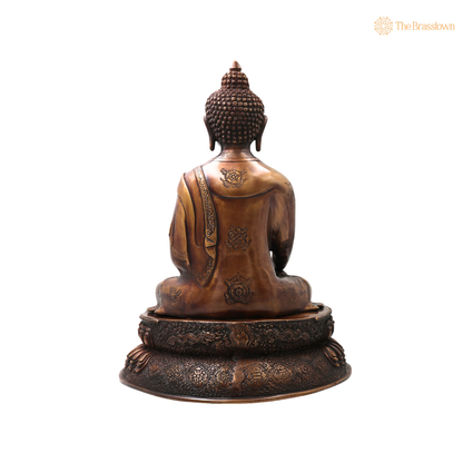 Handcrafted Brass Gautama Buddha Idol – Handcrafted Buddha Traditional Chola Meditation Statue for Pooja, Home Décor &amp; Spiritual Gifting 18.5 Inch
