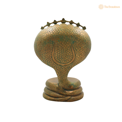 Brass Sheshnag Singhasan with Seven Heads chowki – Snake Prabhavali Temple Throne for Idols &amp; Home Mandir 13 Inch