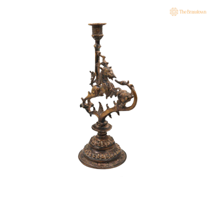 Brass Yali Candle Holder Stand 13 Inch – home mandir puja decor India