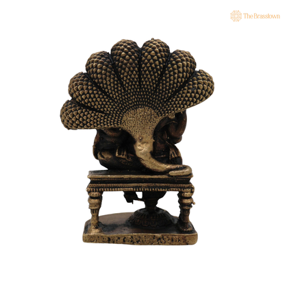 Brass Lakshmi Narasimha Idol with Naag – Laxmi Narasimha Murti, Peetal Narasimha Vigraham for Puja, Home Mandir &amp; Spiritual Décor with 2.5 Inch