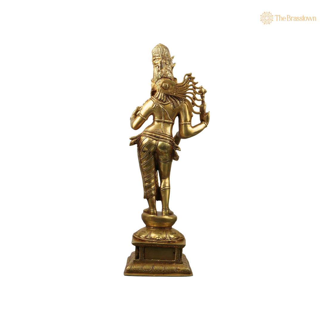 Brass Ardhanarishwar Idol – Shiva Shakti Ardhanarishvara Murti, Handcrafted Peetal Divine Statue for Pooja, Home Mandir &amp; Spiritual Décor 21 Inch