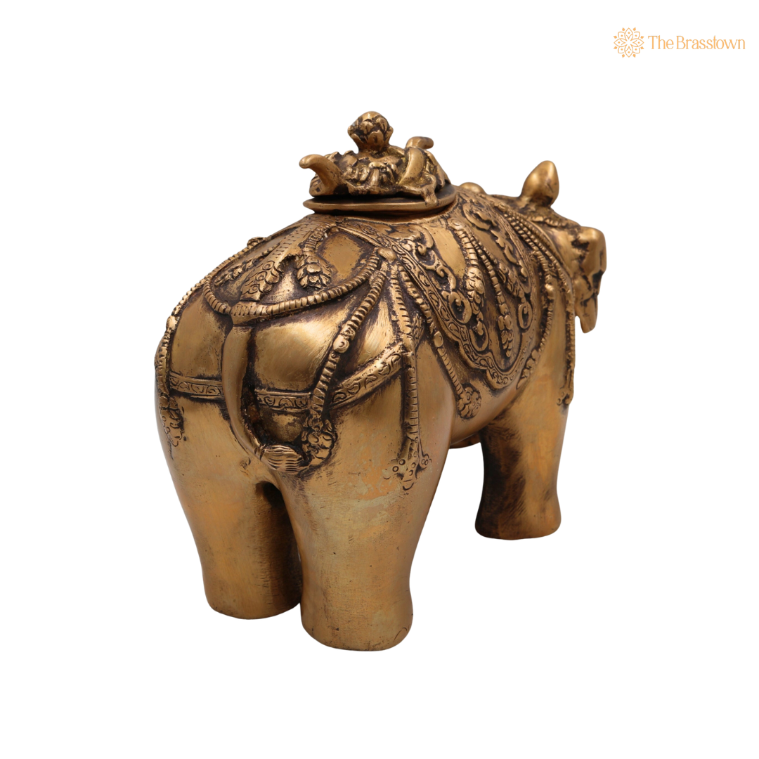 Brass Elephant Base Dhoop Dani 7.5 Inch