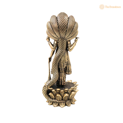 Handcrafted Brass Maha Vishnu Idol – Lord Narayana Perumal Murti for Home Temple, Pooja &amp; Spiritual Decor 11 Inch