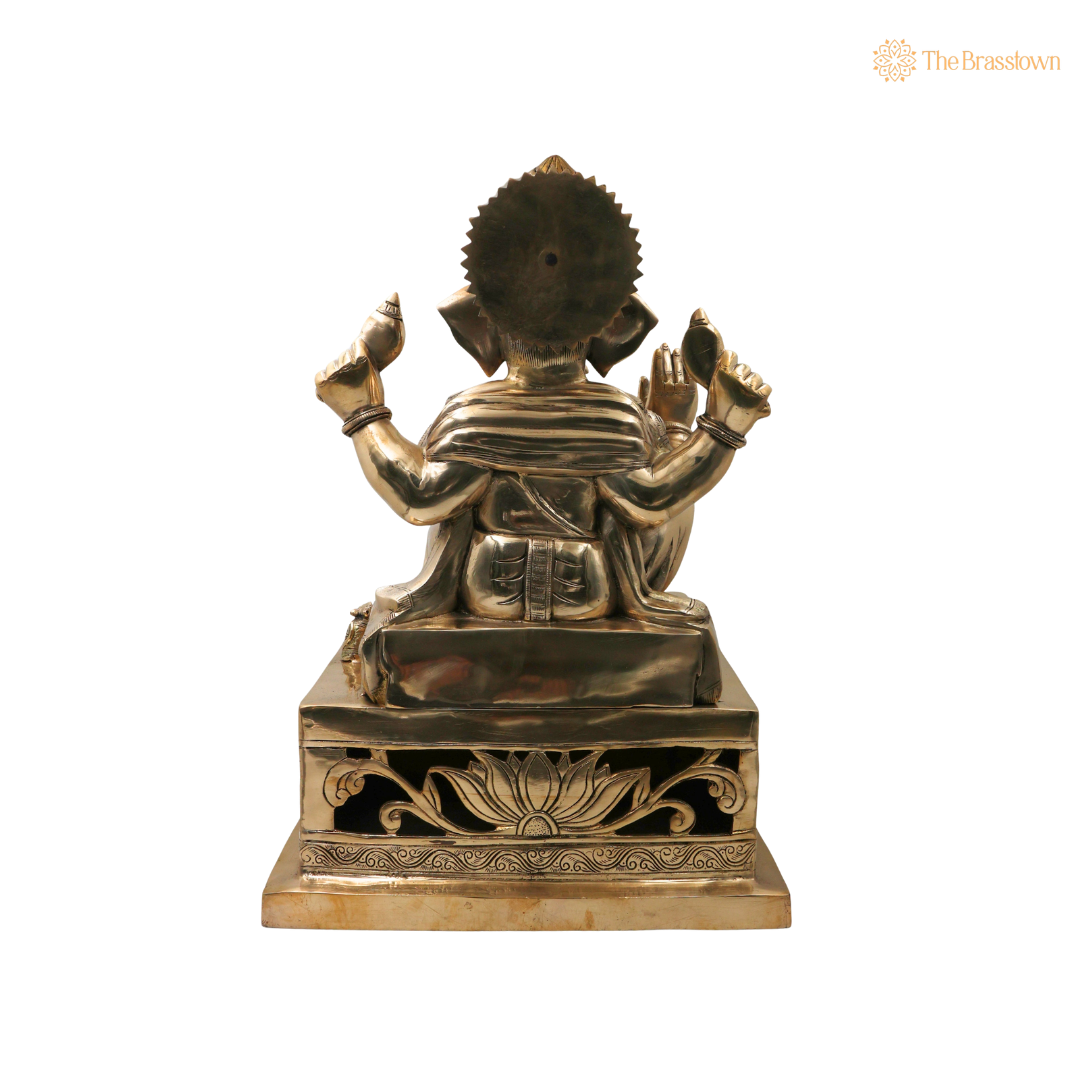 Brass Ganesha Idol – Traditional Chola Style Ganapati Vinayaka Murti for Pooja, Home Mandir, Décor &amp; Gifting 21 Inch
