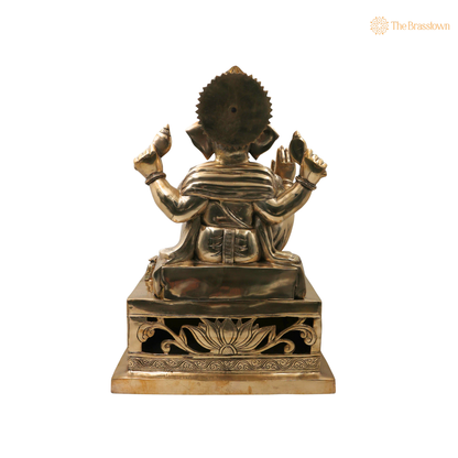 Brass Ganesha Idol – Traditional Chola Style Ganapati Vinayaka Murti for Pooja, Home Mandir, Décor &amp; Gifting 21 Inch