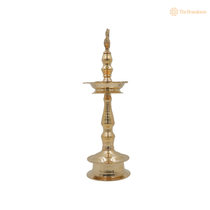 Handcrafted Brass Kuthu Vilakku – Traditional Deepam Diya Lamp for Pooja, Temple &amp; Home Décor 15.5 Inch
