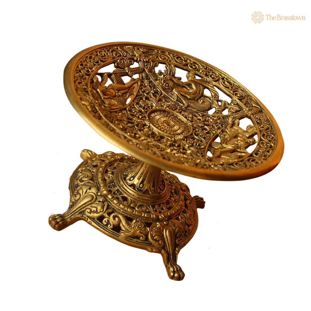 Handcrafted Brass Coffee Table Tray 5.5 Inch – home mandir puja decor India