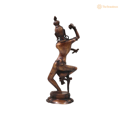 Brass Nataraja Sculpture – Handcrafted Unique Chola Style Dancing Shiva Idol for Pooja, Home Mandir, Temple Décor &amp; Spiritual Gifting 17 Inch