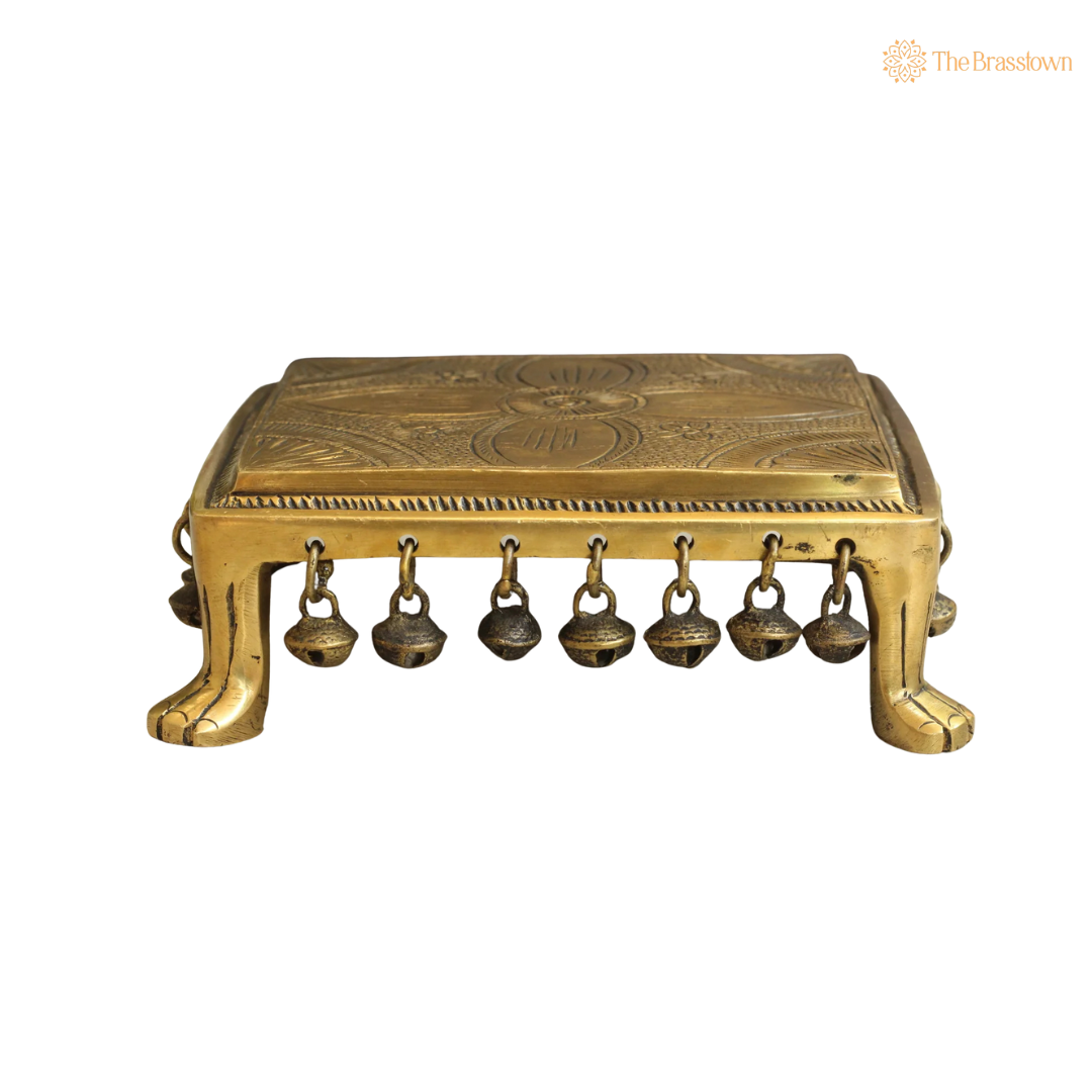 Handcrafted Brass Chowki 2.5 Inch – home mandir puja decor India