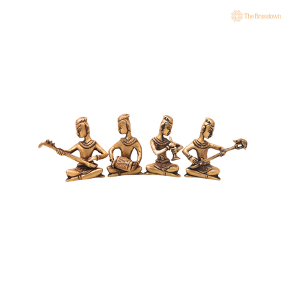 Handcrafted Brass Musician Set of 4 – Traditional Brass Musical Figurines Orchestra Sculpture for Home Décor &amp; Luxury Gifting 4 Inch