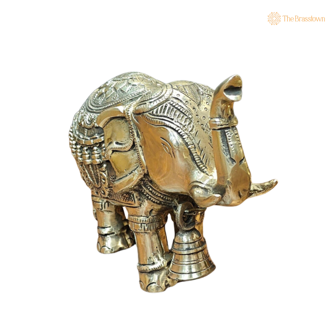 Brass Elephant Showpiece 7 Inch – home mandir puja decor India