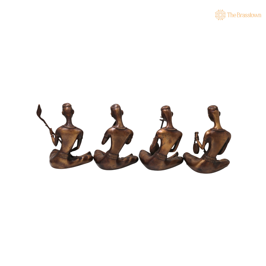 Handcrafted Brass Musician Sculpture Set of 4 – Brass Musical Figurines Sculpture for Home Décor &amp; Luxury Gifting 7.5 Inch