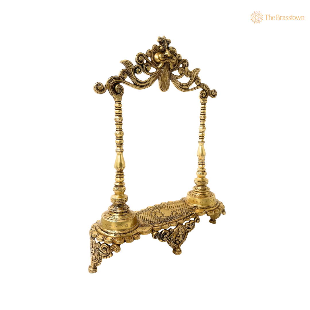 Brass Deity Stand with Prabhavali 19 Inch – home mandir puja decor India
