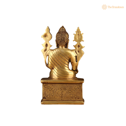 Brass Artistic Buddha Statue Sitting 10 Inch – home mandir puja decor India