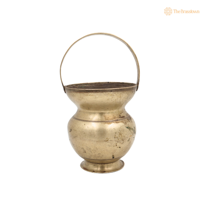 Handcrafted Brass Kamandalu Kalash – Traditional Pital Gangajali Kamandal for Puja, Ganga Jal Storage, Rishi Muni Kalash &amp; Hindu Rituals 10 Inch