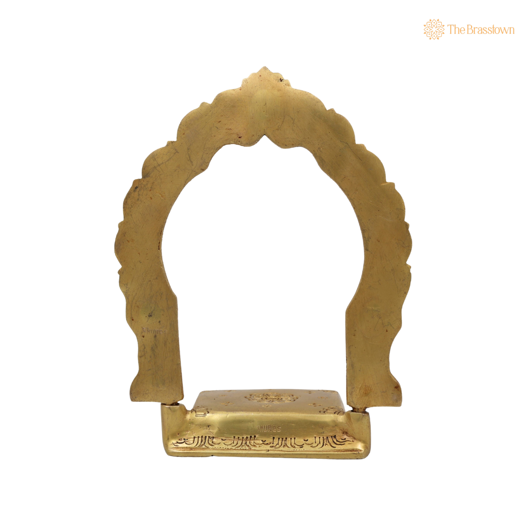 Brass Singhasan Chowki With Prabhavali – Singhasan Stand for Idols &amp; Home Temple Pooja 8 Inch