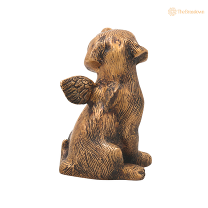 Brass Dog Statue – Handmade Brass Shvan Kukkura Nai Murti for Home Décor, Pooja, Collectibles &amp; Gifting 5.5 Inch
