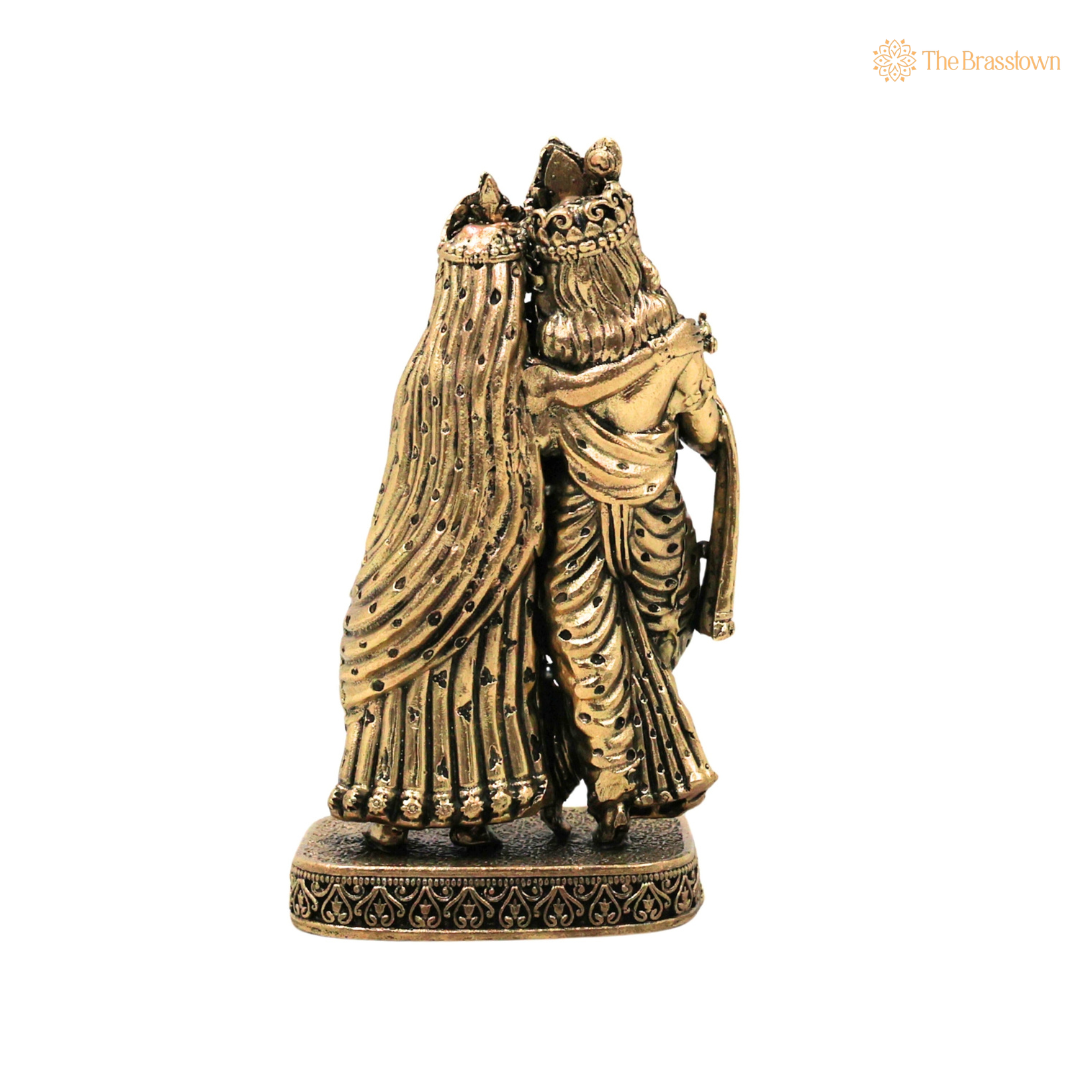 Brass Radha Krishna Idol 4.5 Inch – home mandir puja decor India