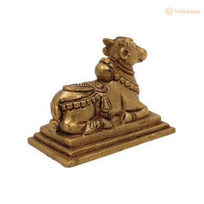 Brass Shiva’s Nandi Sculpture Idol – Sacred Nandi Statue for Puja &amp; Home Mandir Décor 3 Inch